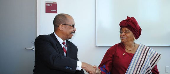 President of Liberia visits Texas Southern University